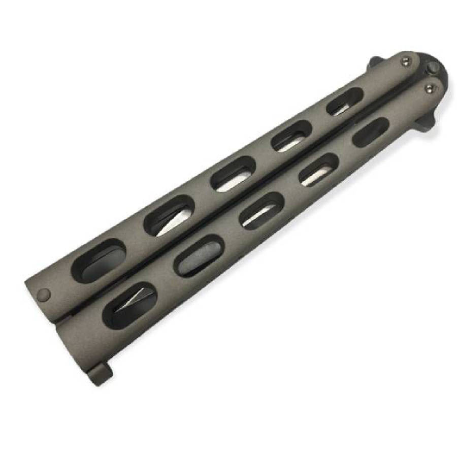 Butterfly knife silver skeletonized handle- 7128P