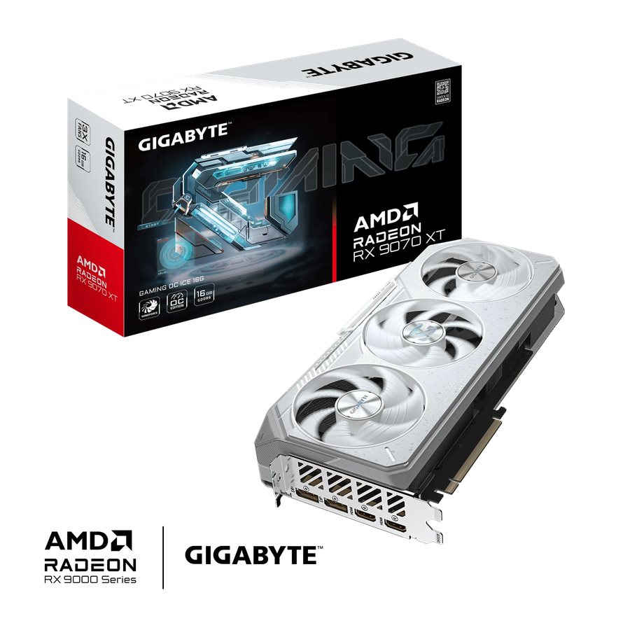 GIGABYTE AMD Radeon RX9070XT Gaming OC ICE - 16GB; 256-Bit Memory Bus; 2x HDMI; 2x DisplayPort. M...