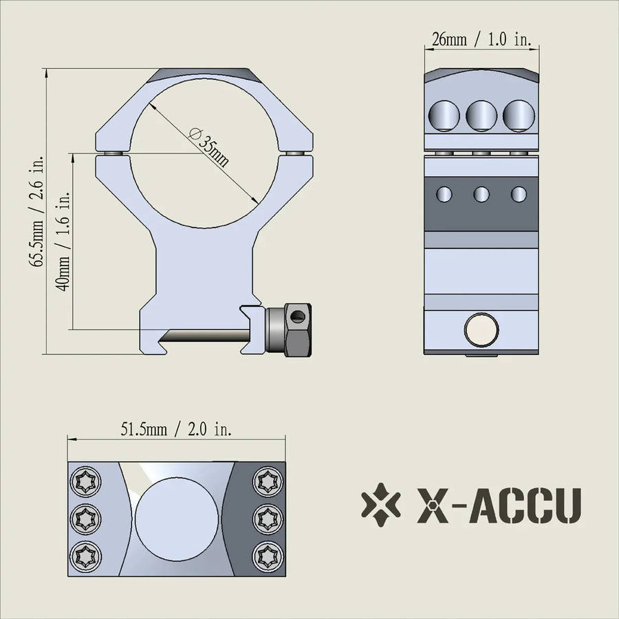 X-ACCU 35mm High Profile Scope Rings