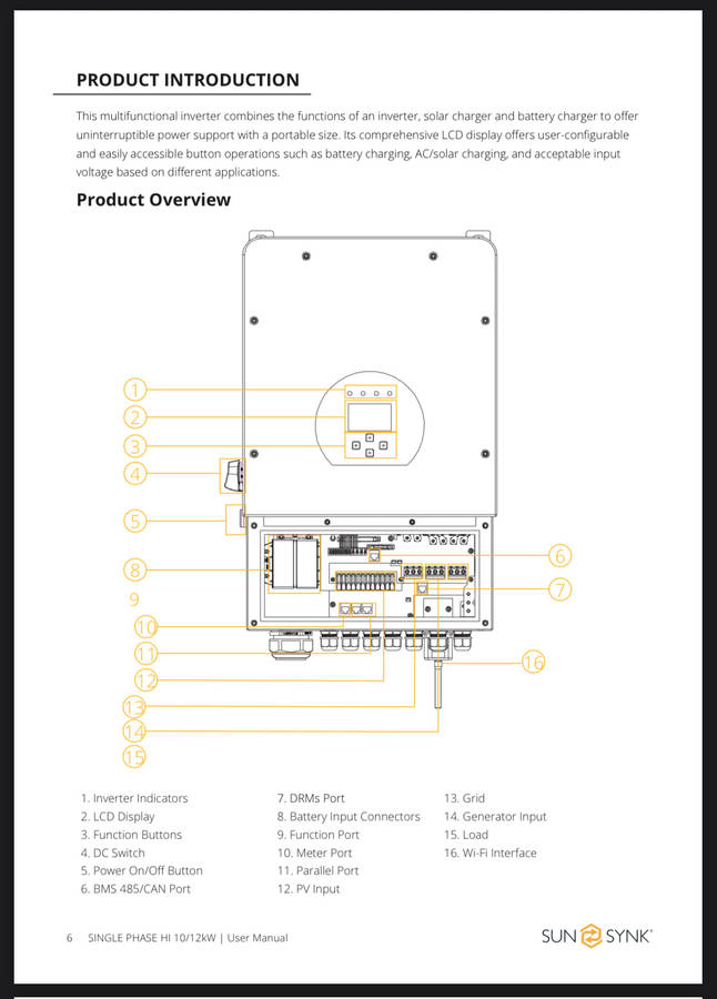 10KW SUNSYNK Single Phase LV Hybrid Inverter + WIFI