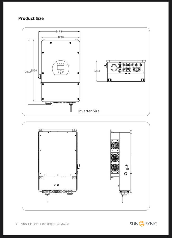 10KW SUNSYNK Single Phase LV Hybrid Inverter + WIFI