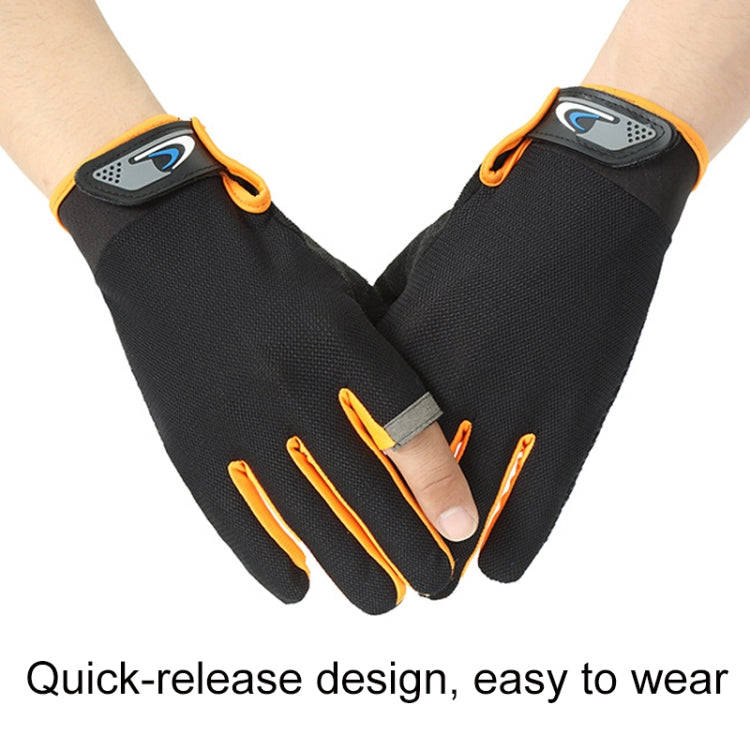 Fishing and other Sports Gloves Non-Slip Two-Finger Exposed Light Blue - Pair