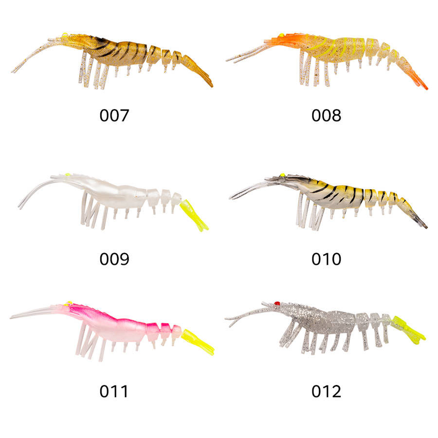 Fishing Lure Soft Bait Shrimp style 2 per packet colour White & Orange