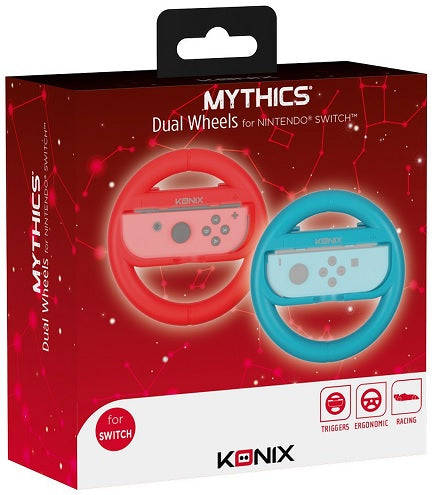 Konix Mythics Dual Steering Wheels JoyCon Holder (Red/Blue) (Nintendo Switch)