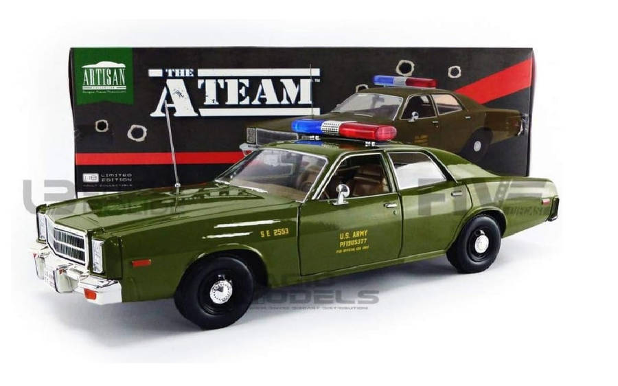 Greenlight Collectibles - 1/18 The A -Team (1983 -87 TV) - 1977 Plymouth Fury US Army Police
