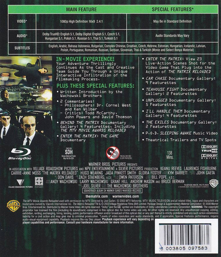 The Matrix Reloaded (2003) (Blu-ray) (Second-Hand)