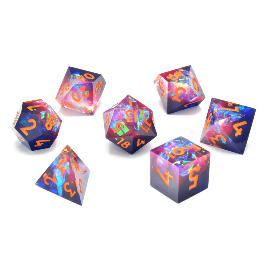 Galactic Ember Sharp Edge Resin RPG Dice Set (7) (Dice Sets & Games)