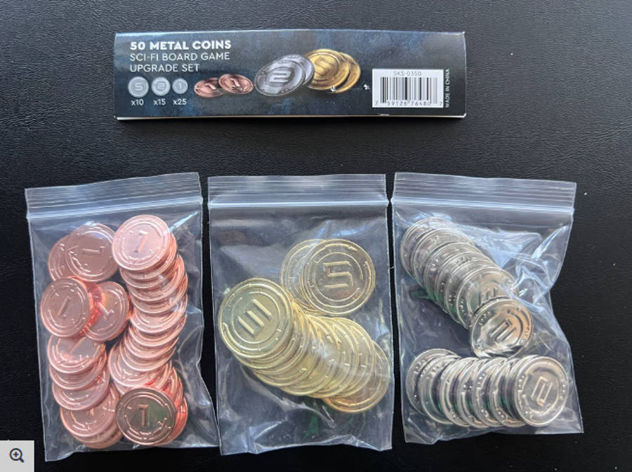Metal Coin Board Game Upgrade Set SciFi Coins (50) (Coins)