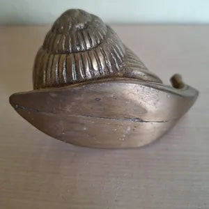 Vintage Solid Brass Snail Figurine  Mid-Century Decorative Ornament