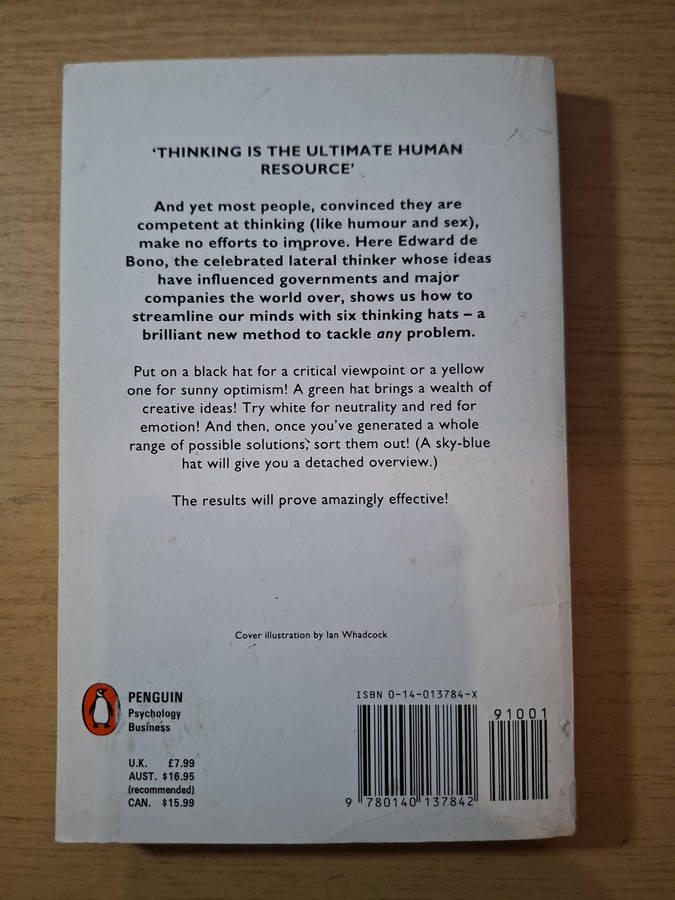 Six Thinking Hats  Edward de Bono (Second Hand)