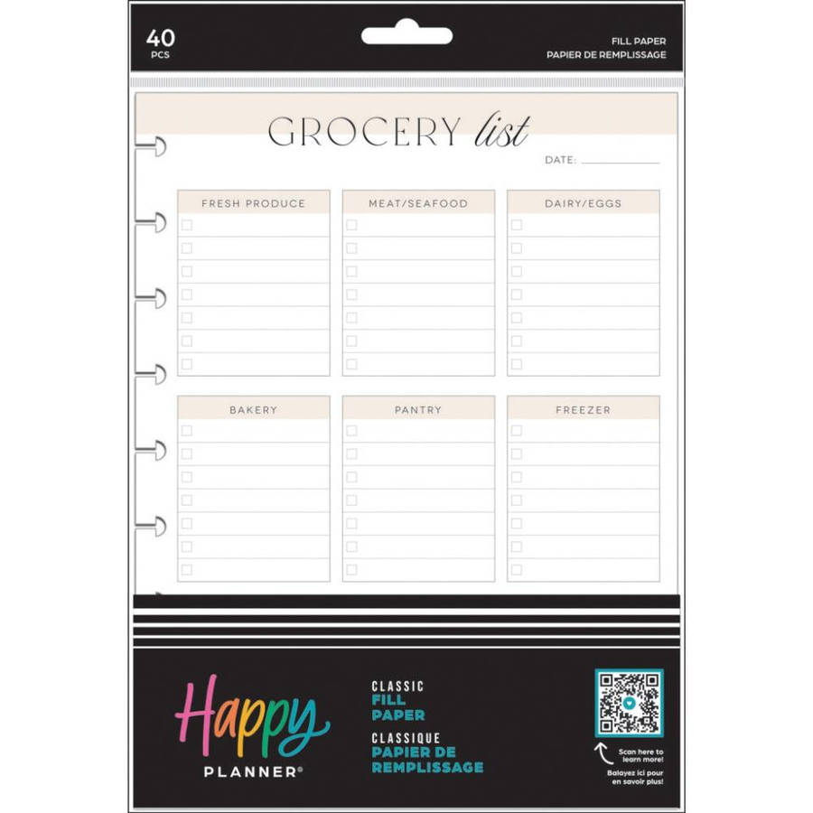 Classic Filler Paper - Grocery + Meal Prep List