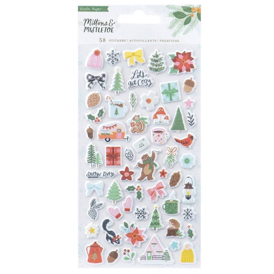 Mittens & Mistletoe Puffy Stickers