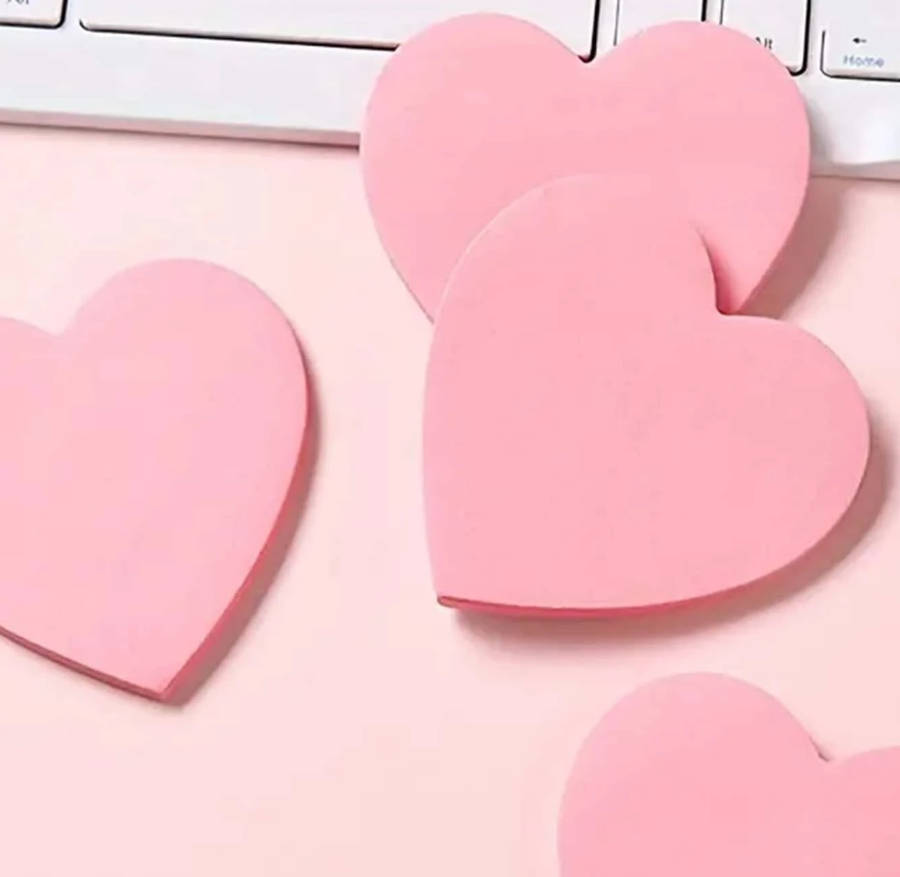 Pink Heart Sticky Notes