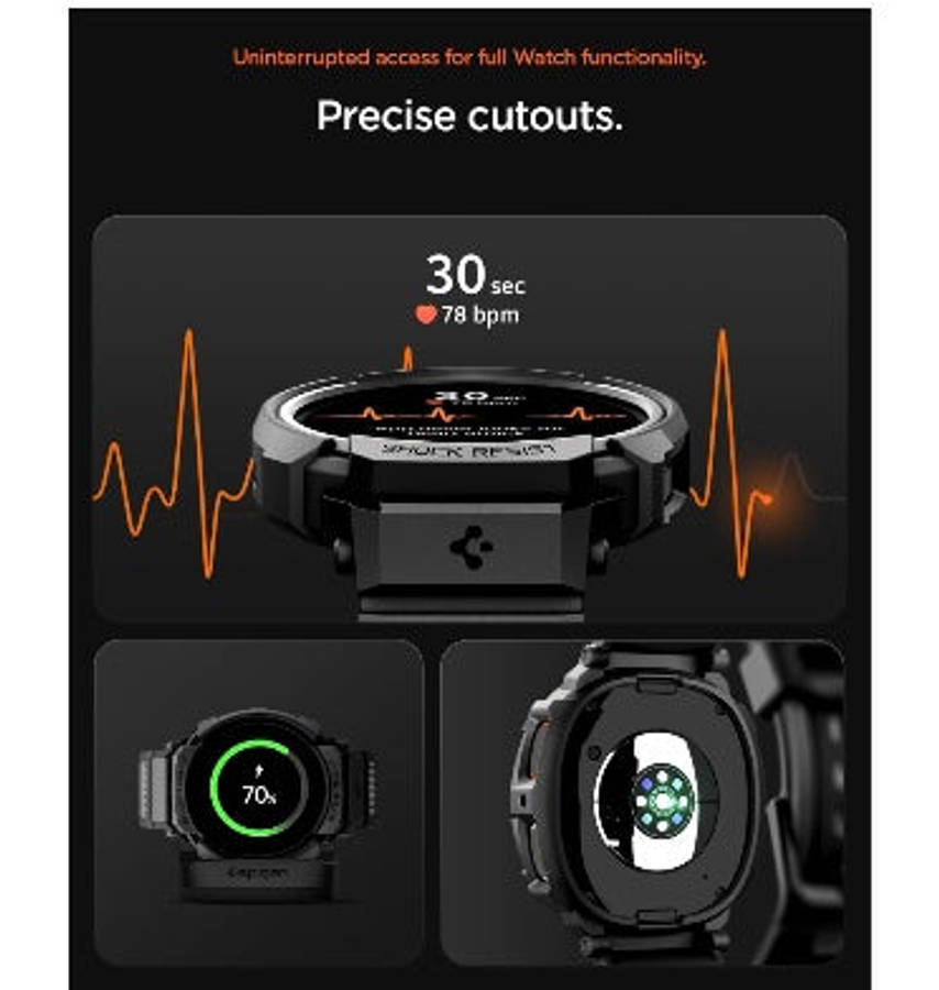 SAMSUNG GALAXY WATCH 8 PREMIUM RUGGED ARMOR PRO CASE 44MM WITH TPU STRAP BLACK | SPIGEN