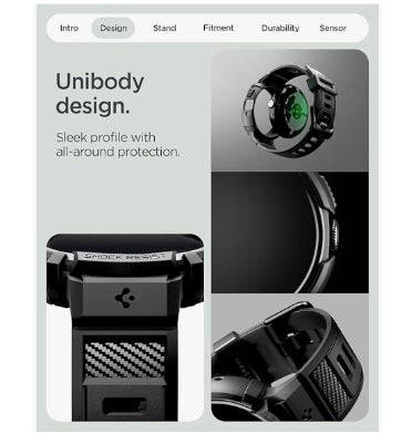 GOOGLE PIXEL WATCH 4 PREMIUM RUGGED ARMOR PRO CASE 41MM BLACK WITH CHARGER STAND | SPIGEN