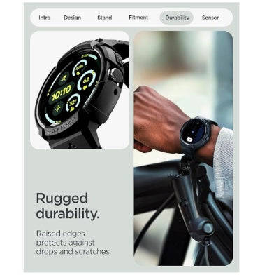GOOGLE PIXEL WATCH 4 PREMIUM RUGGED ARMOR PRO CASE 41MM BLACK WITH CHARGER STAND | SPIGEN