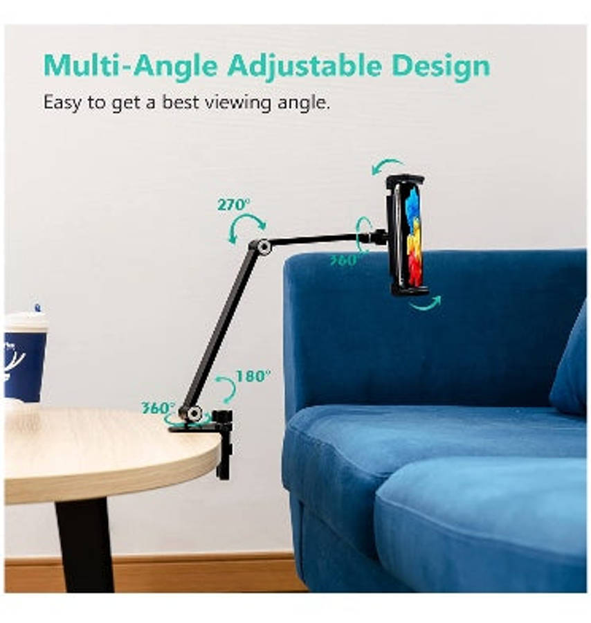 UNIVERSAL MULTI-ANGLE ADJUSTABLE LONG ARM TABLET DESK MOUNT STAND HOLDER | INIFISPCE
