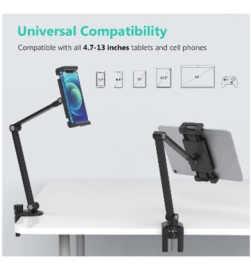 UNIVERSAL MULTI-ANGLE ADJUSTABLE LONG ARM TABLET DESK MOUNT STAND HOLDER | INIFISPCE