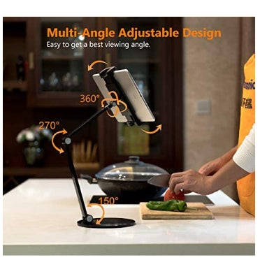 UNIVERSAL MULTI-ANGLE ADJUSTABLE LONG ARM TABLET DESKTOP STAND HOLDER BLACK | INIFISPCE