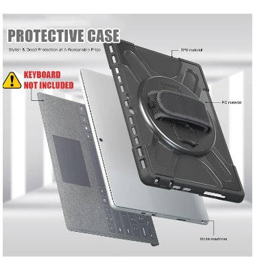 MICROSOFT SURFACE PRO 10 RUGGED HEAVY DUTY CASE WITH HAND STRAP BLACK