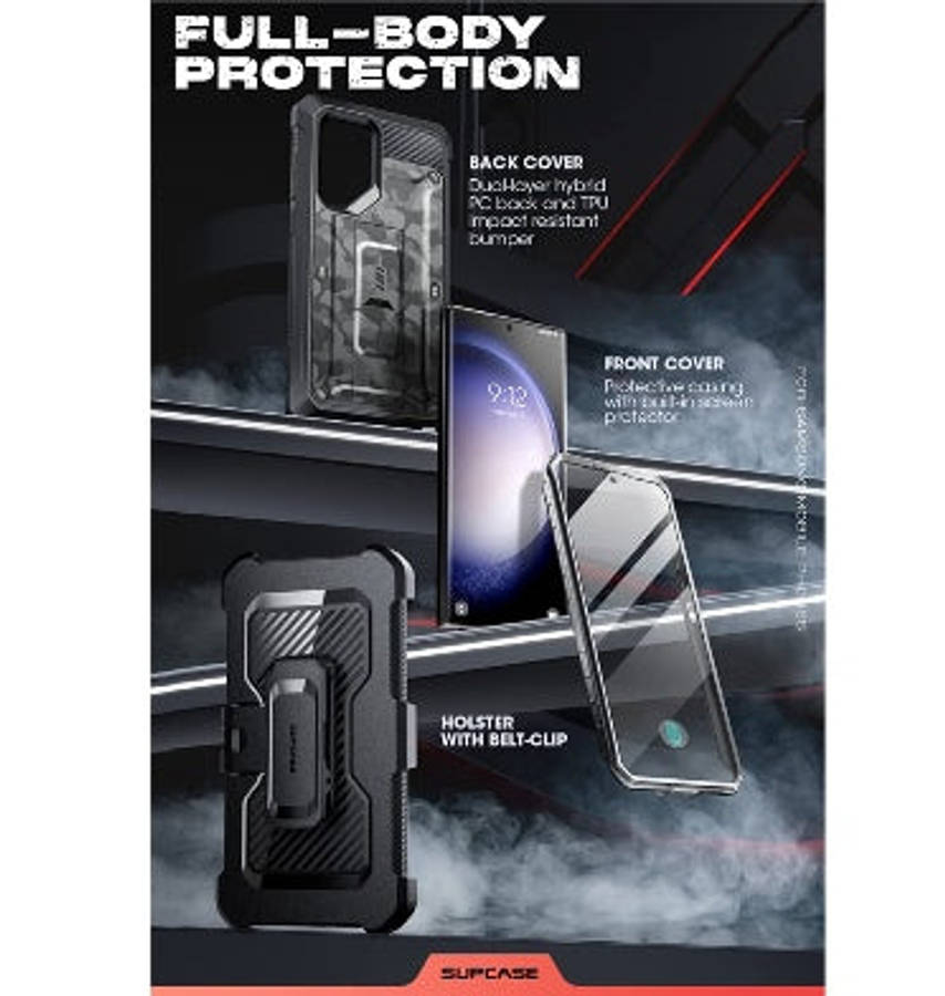 SAMSUNG GALAXY S23 ULTRA FULL BODY RUGGED PROTECTIVE CASE CAMO GRAY | SUPCASE