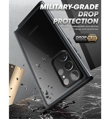 SAMSUNG GALAXY S23 ULTRA PREMUIM SLIM EDGE XT BUMPER CASE WITH BUILT-IN SCREEN PROTECTOR BLACK/CL...