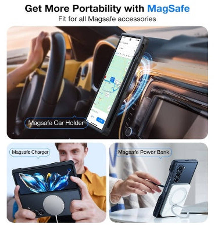 SAMSUNG GALAXY Z FOLD 6 PREMIUM MAGSAFE SLIM TRANSLUCENT BUMPER CASE WITH PEN HOLDER BLACK/CLEAR