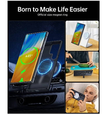 SAMSUNG GALAXY S23 ULTRA PREMIUM MAGSAFE MAGIC MAG SERIES CASE TRANSLUCENT BLACK | MEIFIGNO