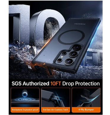 SAMSUNG GALAXY S23 ULTRA PREMIUM MAGSAFE MAGIC MAG SERIES CASE TRANSLUCENT BLACK | MEIFIGNO