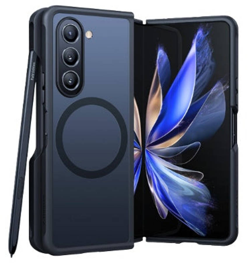 SAMSUNG GALAXY Z FOLD 5 PREMIUM MAGSAFE SLIM TRANSLUCENT BUMPER CASE WITH PEN HOLDER BLACK/CLEAR