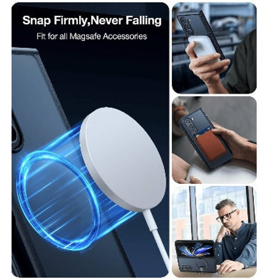 SAMSUNG GALAXY Z FOLD 5 PREMIUM MAGSAFE SLIM TRANSLUCENT BUMPER CASE WITH PEN HOLDER BLACK/CLEAR