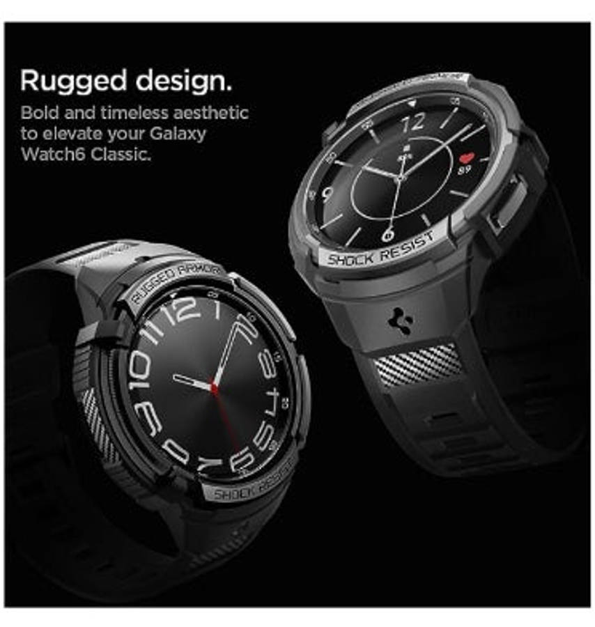 SAMSUNG GALAXY WATCH 6 CLASSIC PREMIUM RUGGED ARMOR PRO CASE 43MM BLACK | SPIGEN
