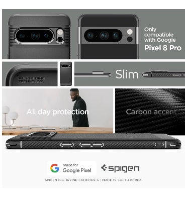 GOOGLE PIXEL 8 PRO PREMIUM RUGGED ARMOR CASE BLACK | SPIGEN