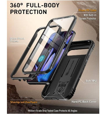 GOOGLE PIXEL 9 PRO XL PREMIUM FULL BODY RUGGED REVOLUTION CASE BLACK | POETIC