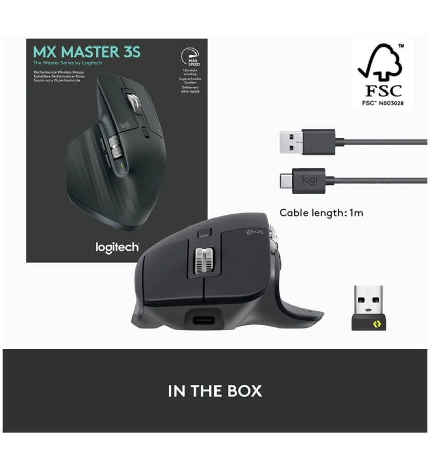 LOGITECH MX MASTER 3S WIRELESS MOUSE BLACK