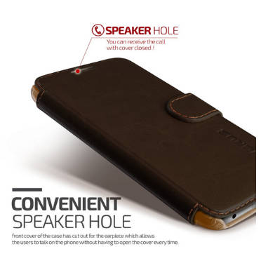 SAMSUNG GALAXY S6 PREMIUM LEATHER WALLET CASE COFFEE BROWN | VERUS