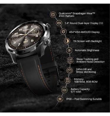 TICWATCH PRO 3 GPS SMARTWATCH SHADOW BLACK