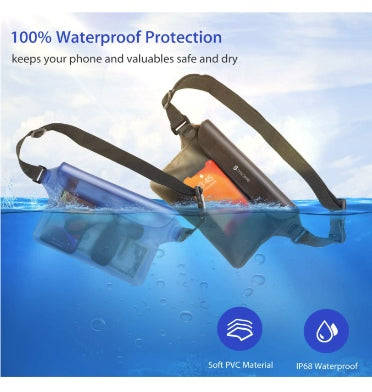 SYNCWIRE WATERPROOF POUCH BAG W/ADJUSTABLE WAIST STRAP 2PK
