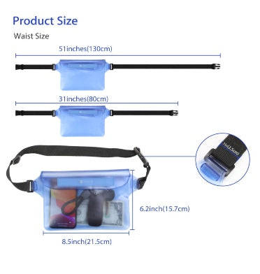 SYNCWIRE WATERPROOF POUCH BAG W/ADJUSTABLE WAIST STRAP 2PK