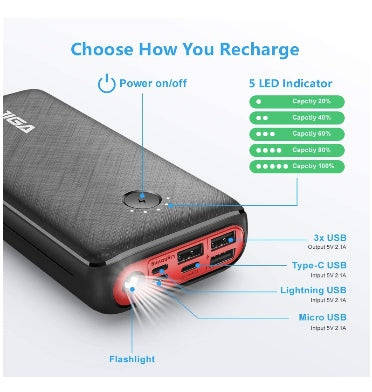 JIGA 30000mAh USB-C POWERBANK WITH FLASHLIGHT
