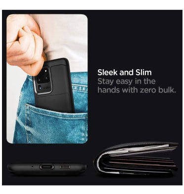 SAMSUNG GALAXY S20+ PREMIUM SLIM ARMOR CARD CASE BLACK | SPIGEN