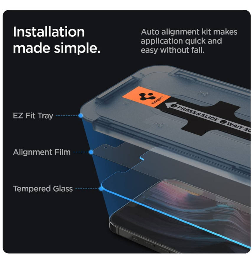 IPHONE 13 PRO MAX GLAS.TR EZ FIT PREMIUM TEMPERED GLASS SCREEN PROTECTOR 2PK | SPIGEN