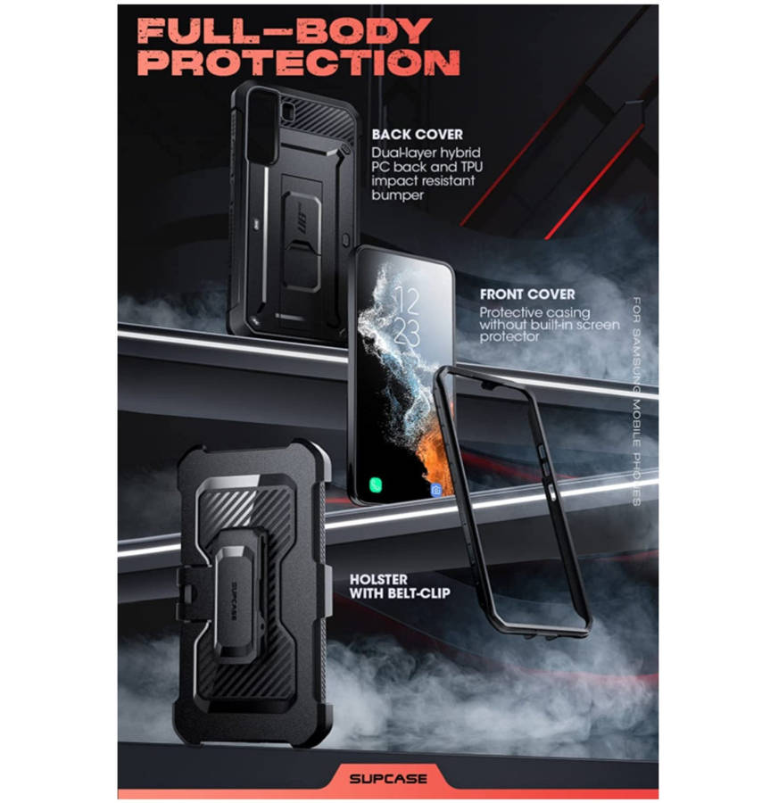 SAMSUNG GALAXY S22 FULL BODY RUGGED PROTECTIVE CASE BLACK | SUPCASE