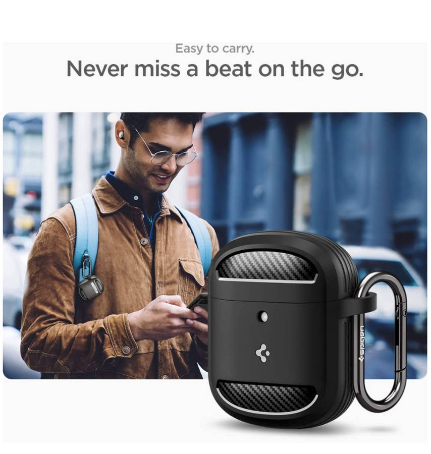GOOGLE PIXEL BUDS PRO PREMIUM RUGGED ARMOR CASE BLACK | SPIGEN