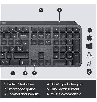 LOGITECH MX KEYS ADVANCED WIRELESS KEYBOARD BLACK