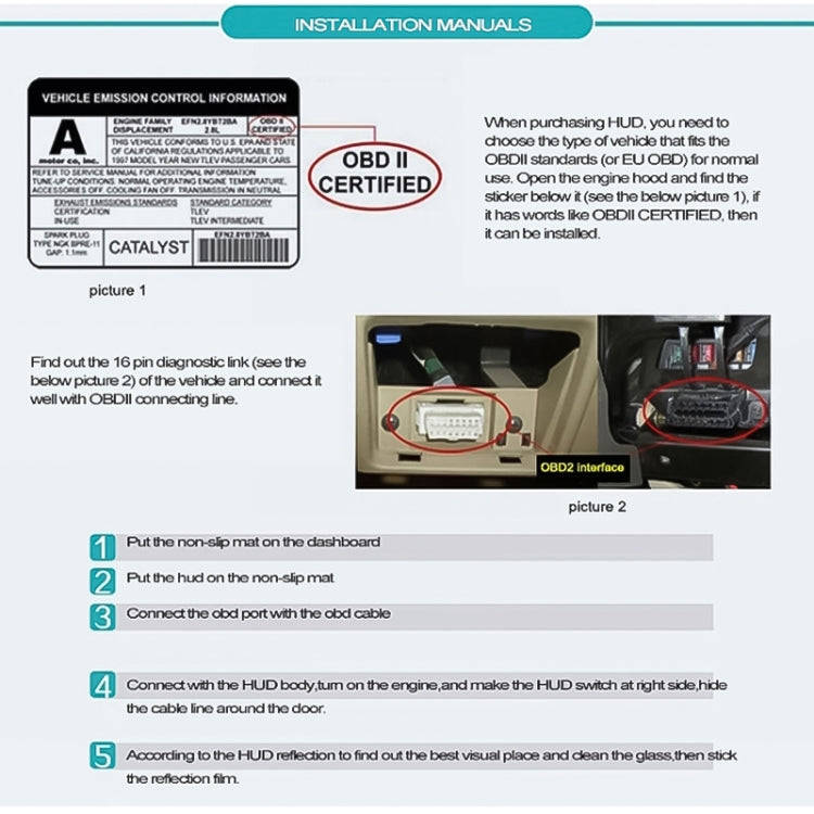 A200 OBD2 3.5 inch Vehicle-mounted Head Up Display Security System, Support Car Speed / Engine Re...