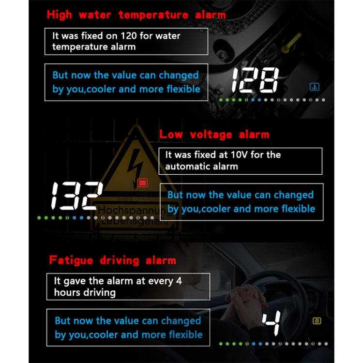 A200 OBD2 3.5 inch Vehicle-mounted Head Up Display Security System, Support Car Speed / Engine Re...