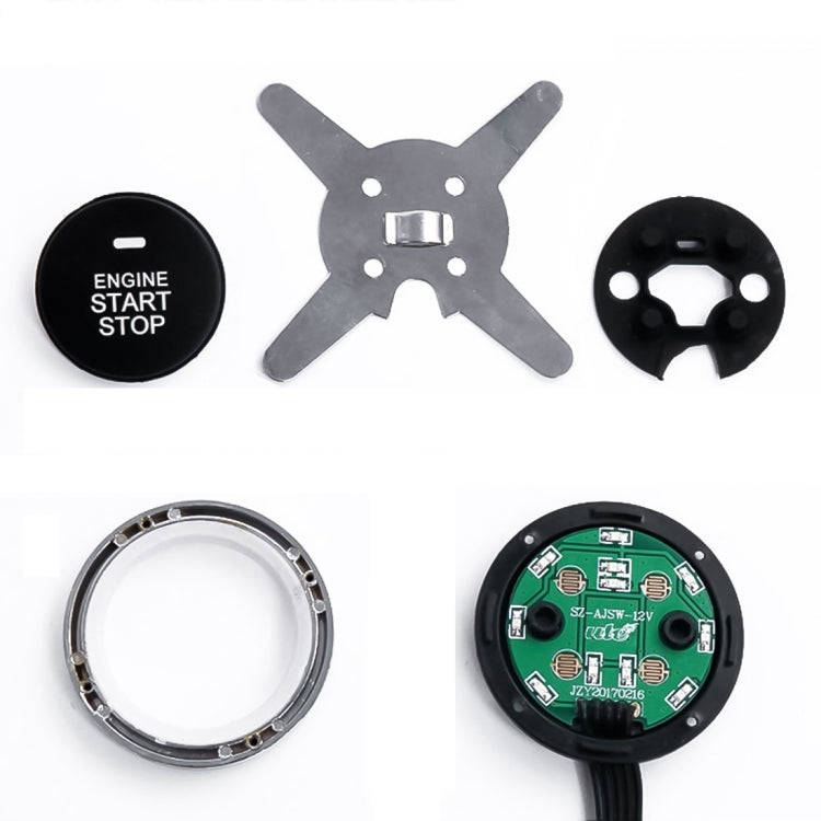 Smart Car Switch Car Engine Start Stop Switch Car Push Start Switch, with RFID Alarm System, Blue...