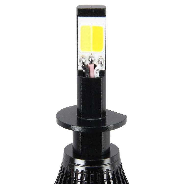 2 PCS H1 DC 12V 6W 6000K+3500K Car LED Fog Lights with Double-sided COB Lamps (White Light+Yellow...