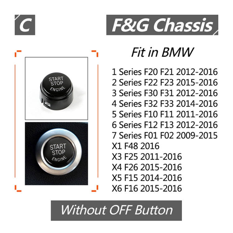 Car Engine Start Key Push Button Cover for BMW G / F Chassis,  without Start and Stop, For BMW G ...